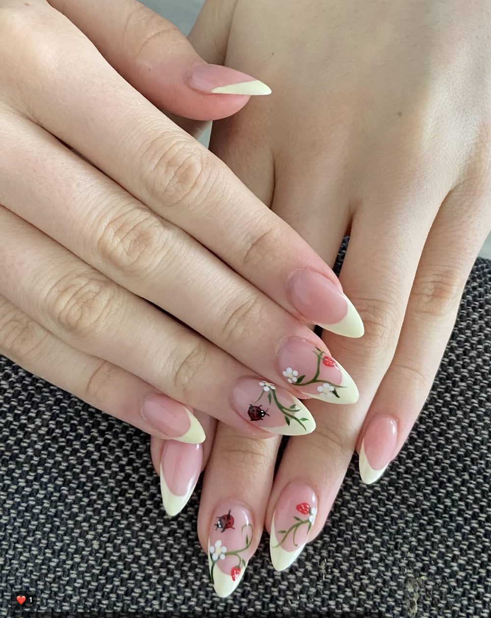 Floral nail art shared by a Pedi N Nails London guest